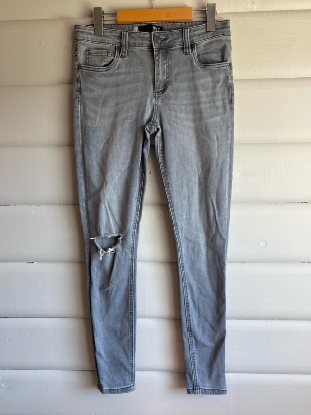 KUT From the Kloth Mia Toothpick Skinny Jeans Gray Wash Size 6